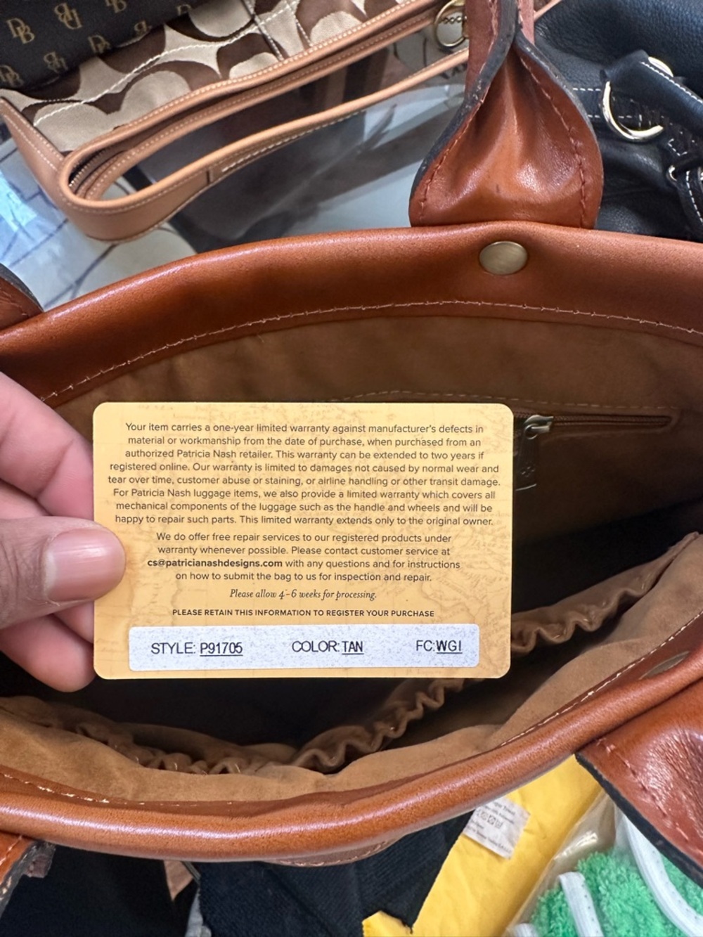 Patricia Nash Woven Leather Satchel - Tan Brown - Picture 8 of 9